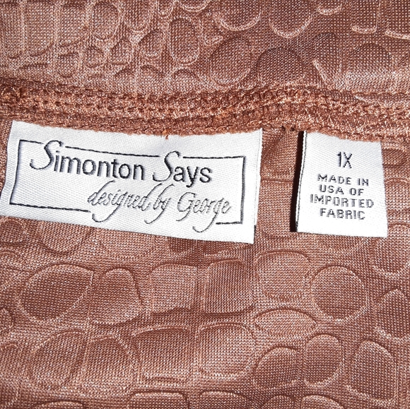 1X Simonton Says George Simonton Pebble Textured Godet Panel Skirt in Brown - Picture 3 of 10